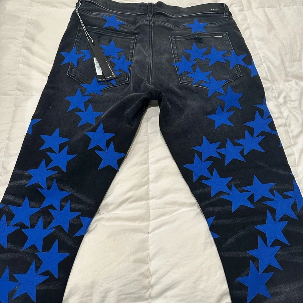AMIRI | Jeans | Amiri Chemist Black With Blue Suede Stars | Poshmark